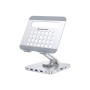 Conceptronic DONN26G Tablet Stand with 8-in-1 USB 3.2 Gen 1 Docking Station, 360° Rotating Base, Foldable, Adjustable Height, 16